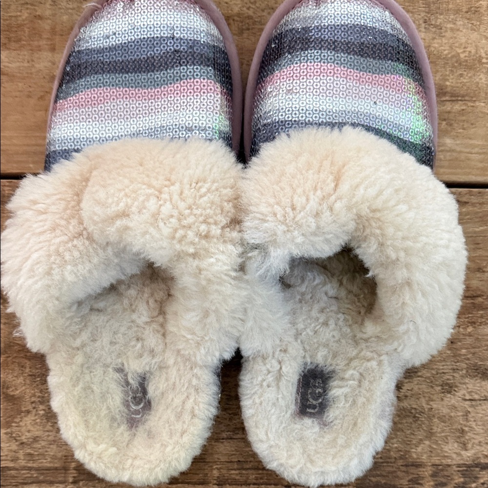UGG Pink and Cream Slippers